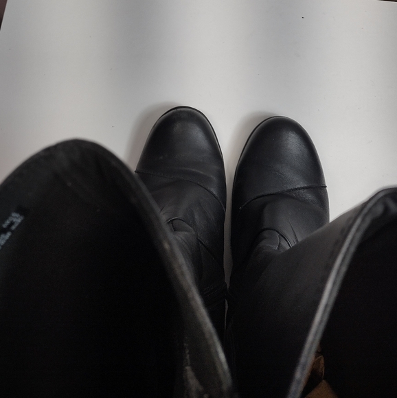 Clarks Wish Excite Leather Knee High Riding Boots l Black Heel Boots l Size 8 M - Picture 10 of 11